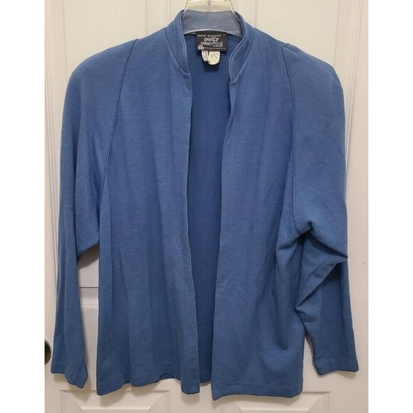 Vtg Simone Alexander for Patty Woodard Open Front Cardigan 100% Wool Blue Sz 7/8 - Picture 1 of 8